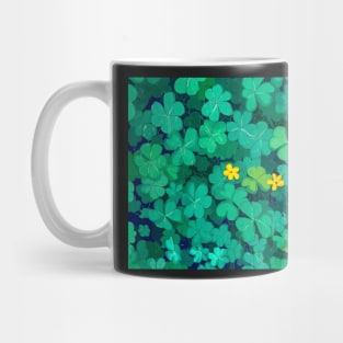 Two Yellow Flowers In The Middle Of A Dense Leaves Mug